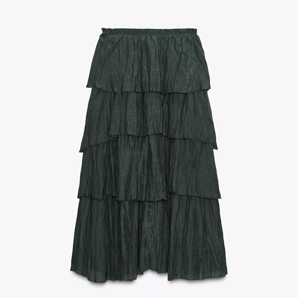ZARA BOHO RUFFLED MIDI SKIRT ZW COLLECTION - Picture 8 of 10